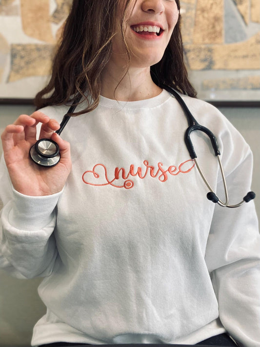 Embroidered Nurse Stethoscope Crew
