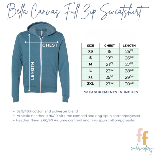 RN Nurse Embroidered Zip Up Hoodie