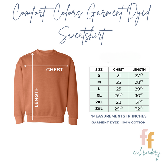 Comfort Colors Varsity Custom Name Embroidered Crew