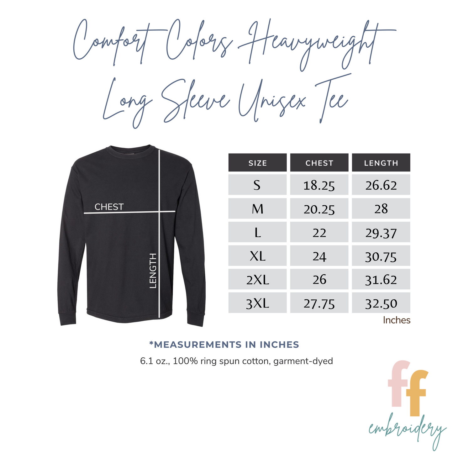 Personalized Comfort Colors Embroidered Neckline Long Sleeve Tee - Your Phrase