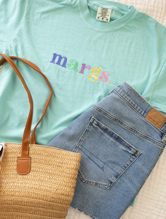 margs. Embroidered Comfort Color Boxy Crop Tee