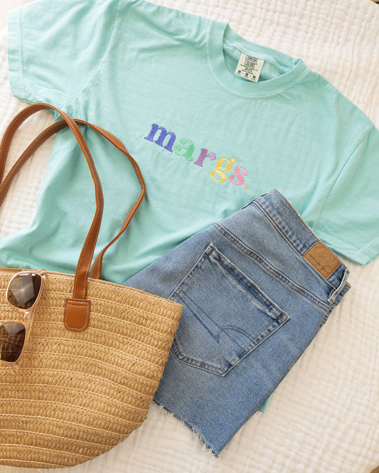 margs. Embroidered Comfort Color Boxy Crop Tee