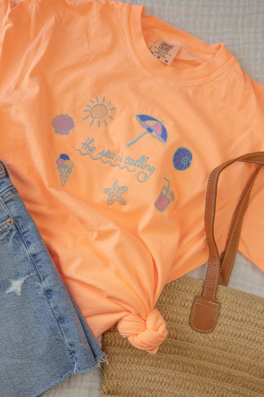 The Sea Is Calling Embroiderd Icon Tee