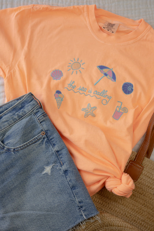 The Sea Is Calling Embroiderd Icon Tee