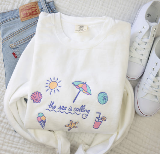 The Sea is Calling Embroidered Icon Crew