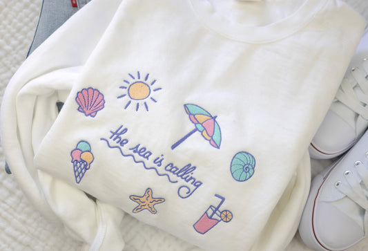 The Sea is Calling Embroidered Icon Crew