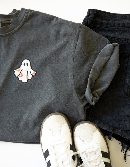 Embroidered Floral Daisy Ghost Tee