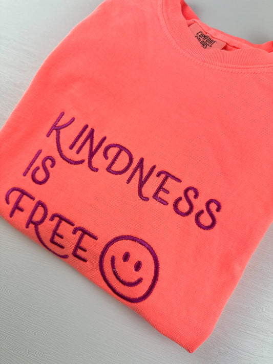 Kindness is Free Embroidered Comfort Colors Tee