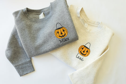 Personalized Pumpkin Bucket Crewneck Sweatshirt