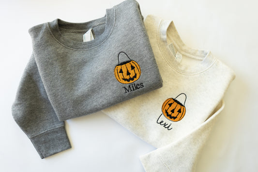 Personalized Pumpkin Bucket Crewneck Sweatshirt