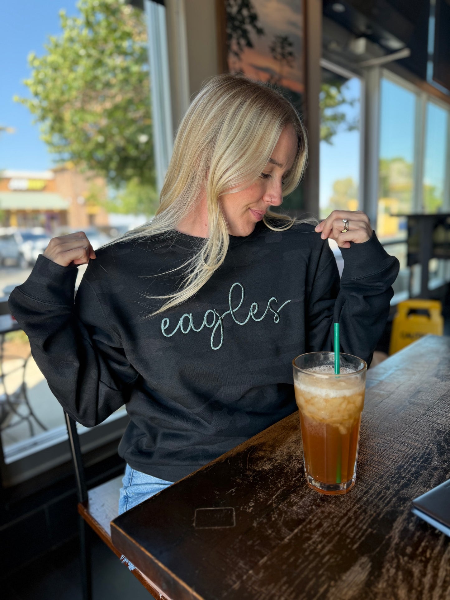 Custom Embroidered Team Name Sweatshirt - Personalized School Spirit Sweater - Choose Any Word or Title + Thread Color