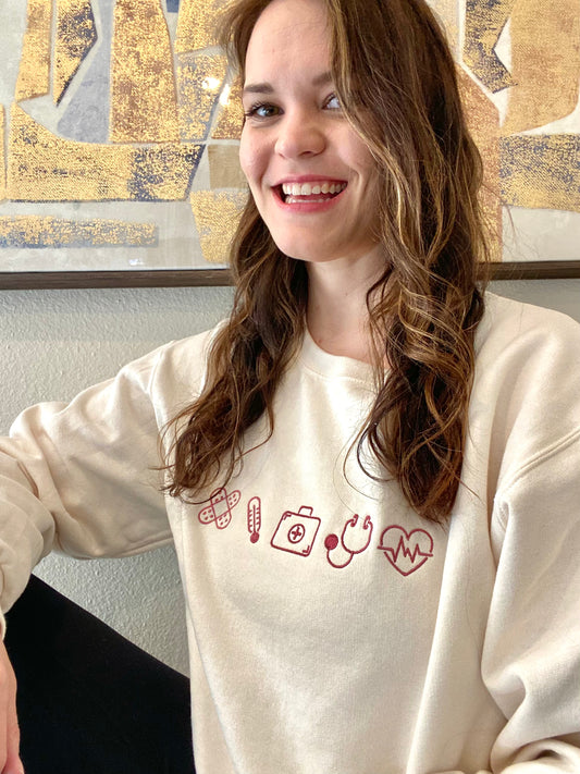 Embroidered Nurse Icon Crew