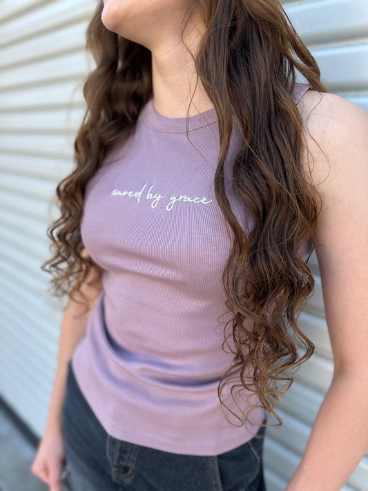 Personalized Embroidered Ribbed Long Crop Tank