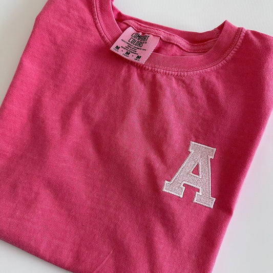 Varsity Initial Monogrammed Comfort Colors Tee