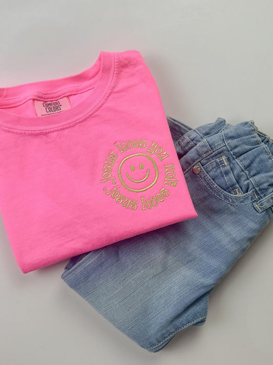 Jesus Loves You Embroidered Comfort Colors Tee