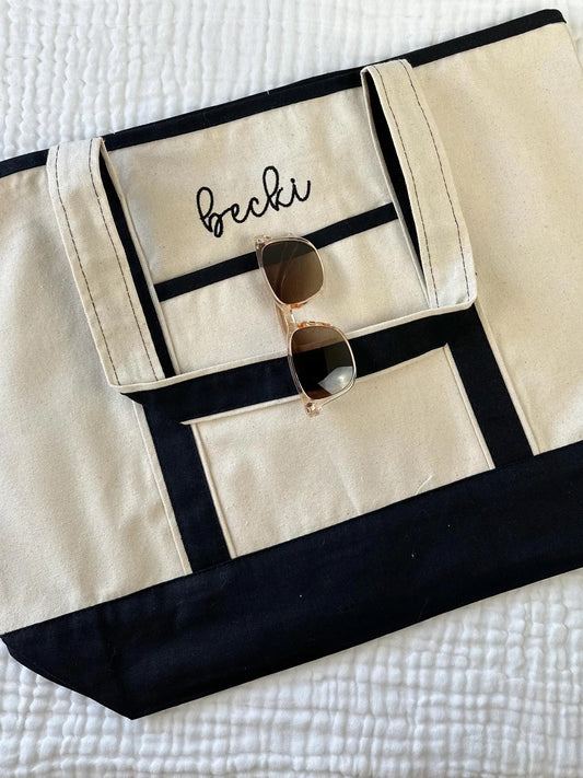 Personalized Scripted Name Embroidered Tote Bag