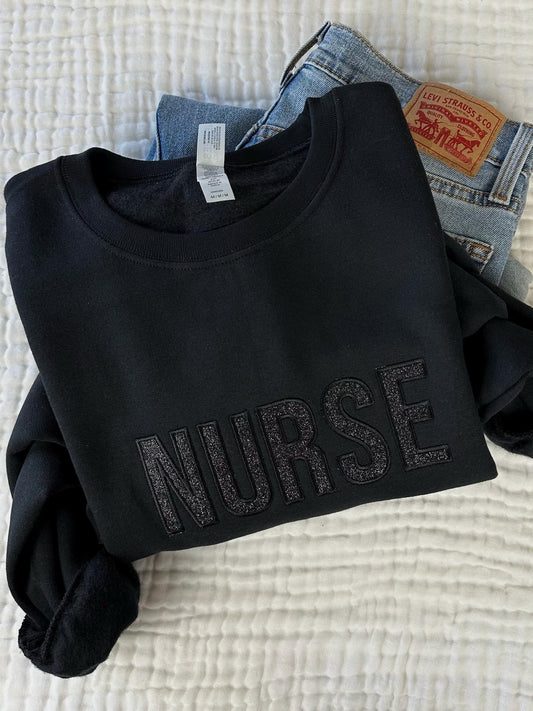 Embroidered Glitter NURSE Crew
