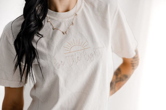 Be the Light Embroidered Comfort Colors Tee