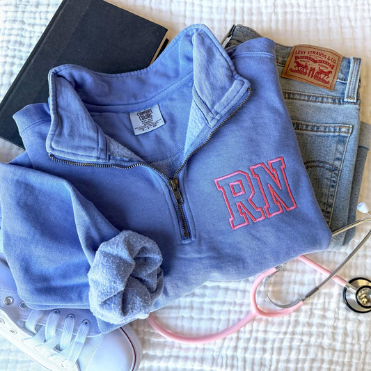 Embroidered RN Comfort Colors Quarter Zip