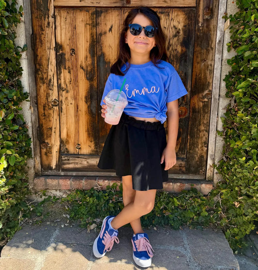 Embroidered Comfort Colors Script Name Tee
