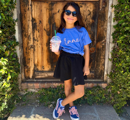 Embroidered Comfort Colors Script Name Tee