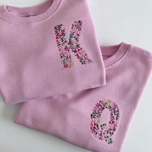Floral Monogrammed Embroidered Toddler Crewneck