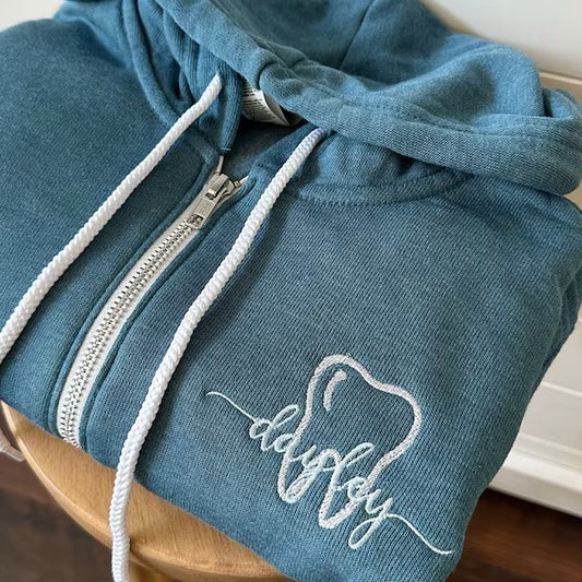 Personalized Dental Tooth Hoodie Full Zip Sweatshirt