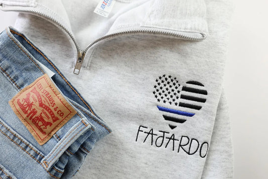Thin Blue Line Police Law Enforcement Quarter Zip