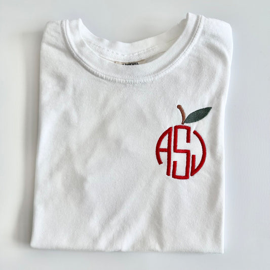 Kids Back to School Monogrammed Apple Tee