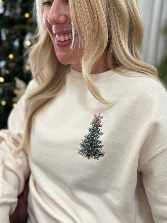 Embroidered Christmas Tree Embroidered Crew