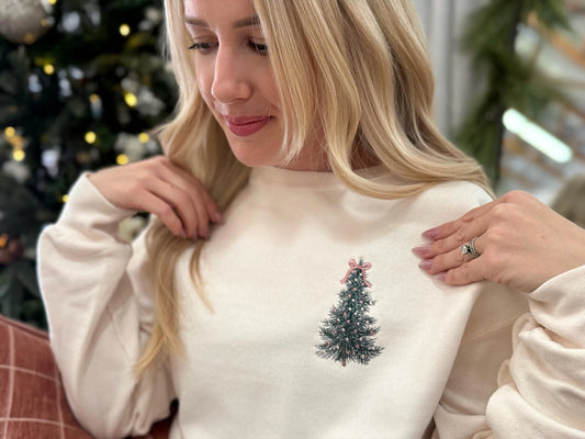 Embroidered Christmas Tree Embroidered Crew
