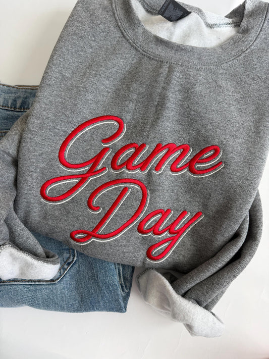Retro Inspired Embroidered Game Day Crewneck Sweatshirt - Sports Team Sweater - Cute Sports Sweatshirt