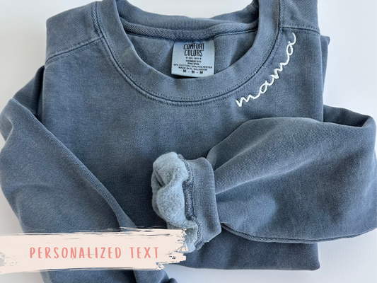 Personalized Embroidered Neckline Comfort Colors Crew