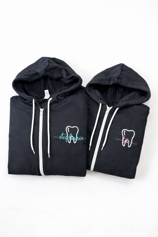Personalized Dental Tooth Hoodie Full Zip Sweatshirt