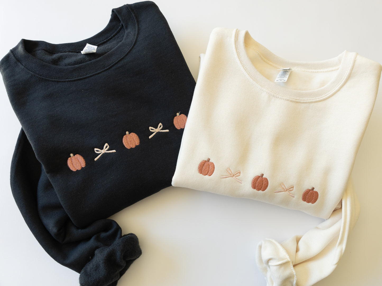 Pumpkin + Bow Girly Fall Crewneck Sweater