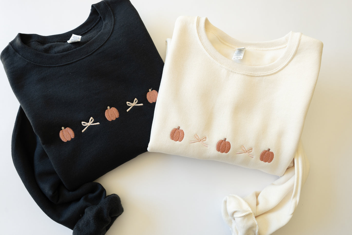 Pumpkin + Bow Girly Fall Crewneck Sweater