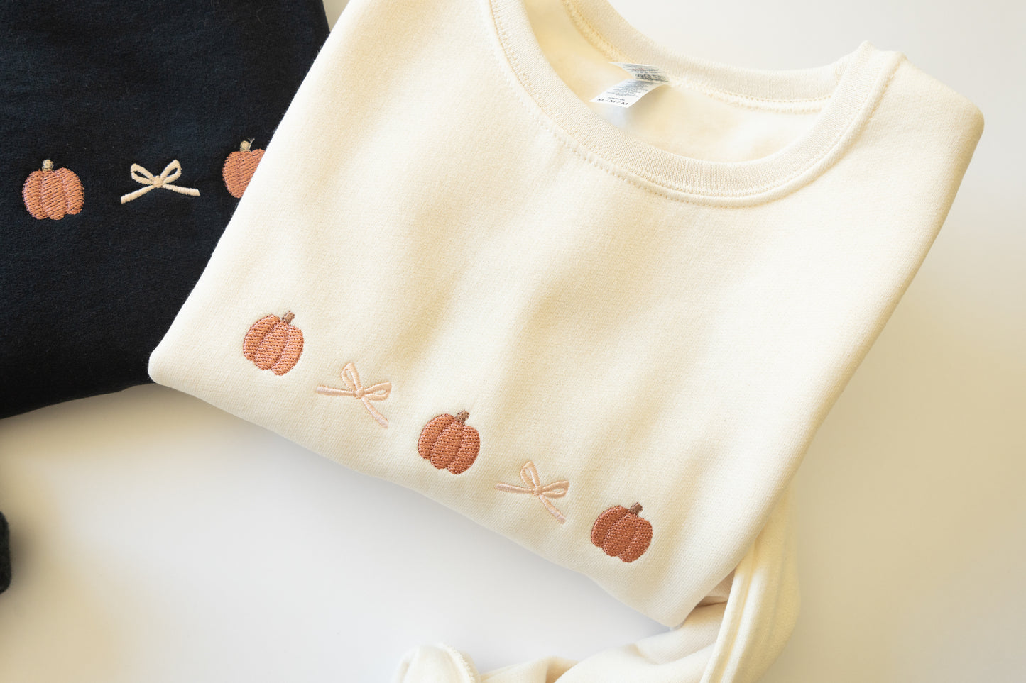 Pumpkin + Bow Girly Fall Crewneck Sweater