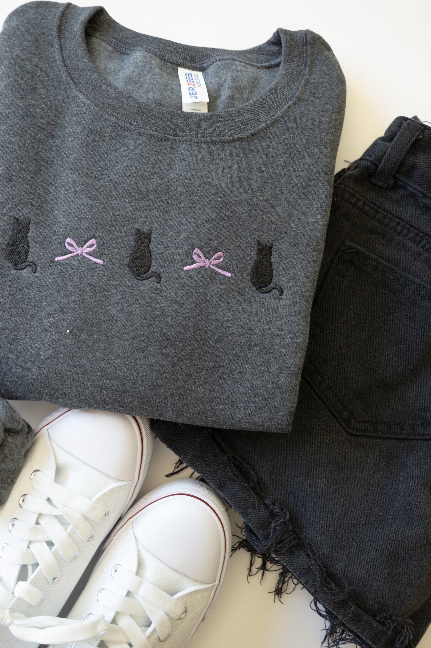 Embroidered Cat Halloween Crew