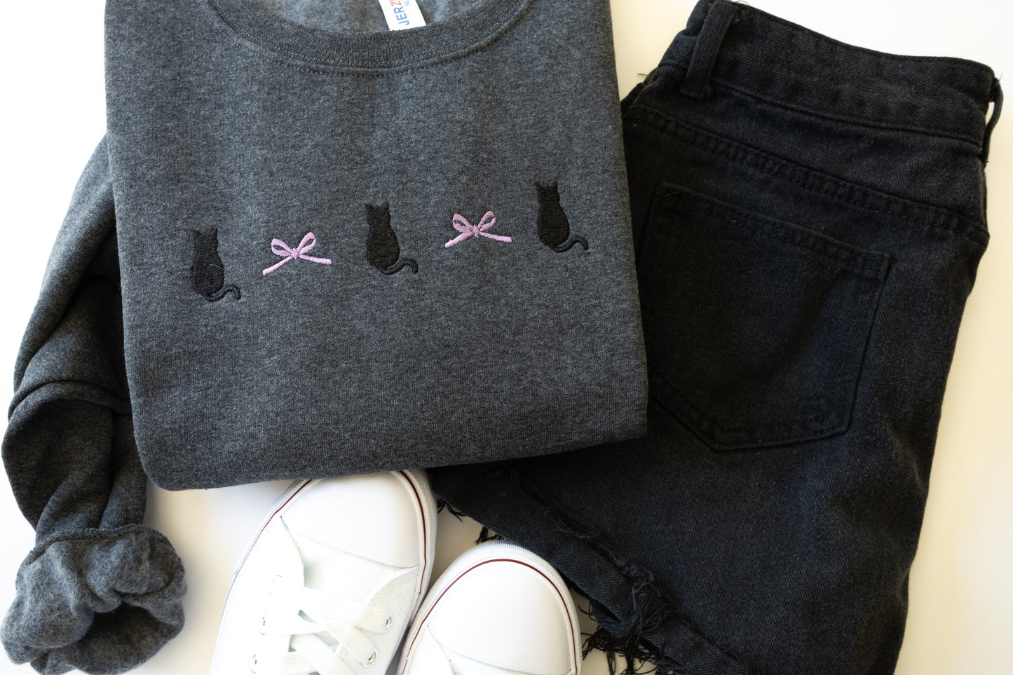 Embroidered Cat Halloween Crew