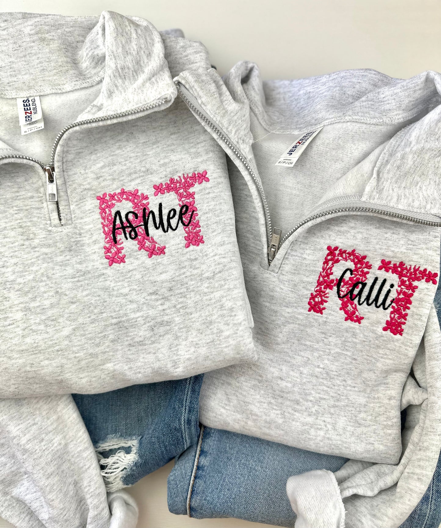 Personalized RN Floral Initial Quarter Zip (choose any credential!)