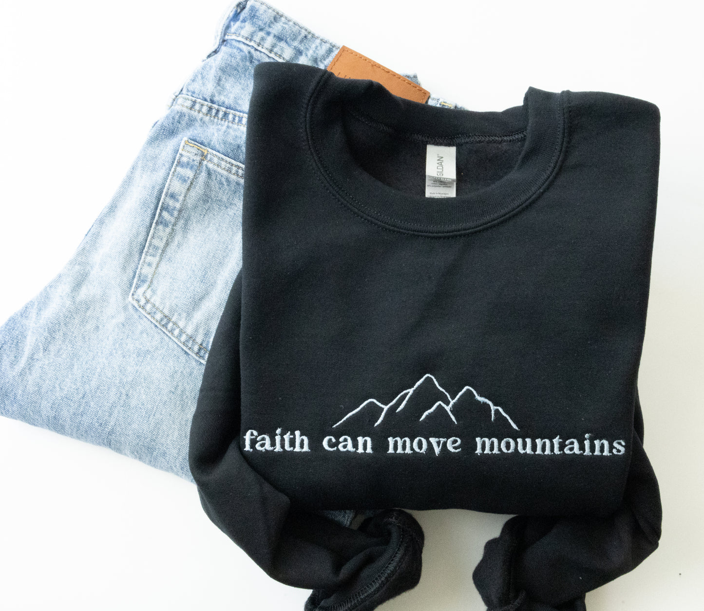 Faith Can Move Mountain Embroidered Crew