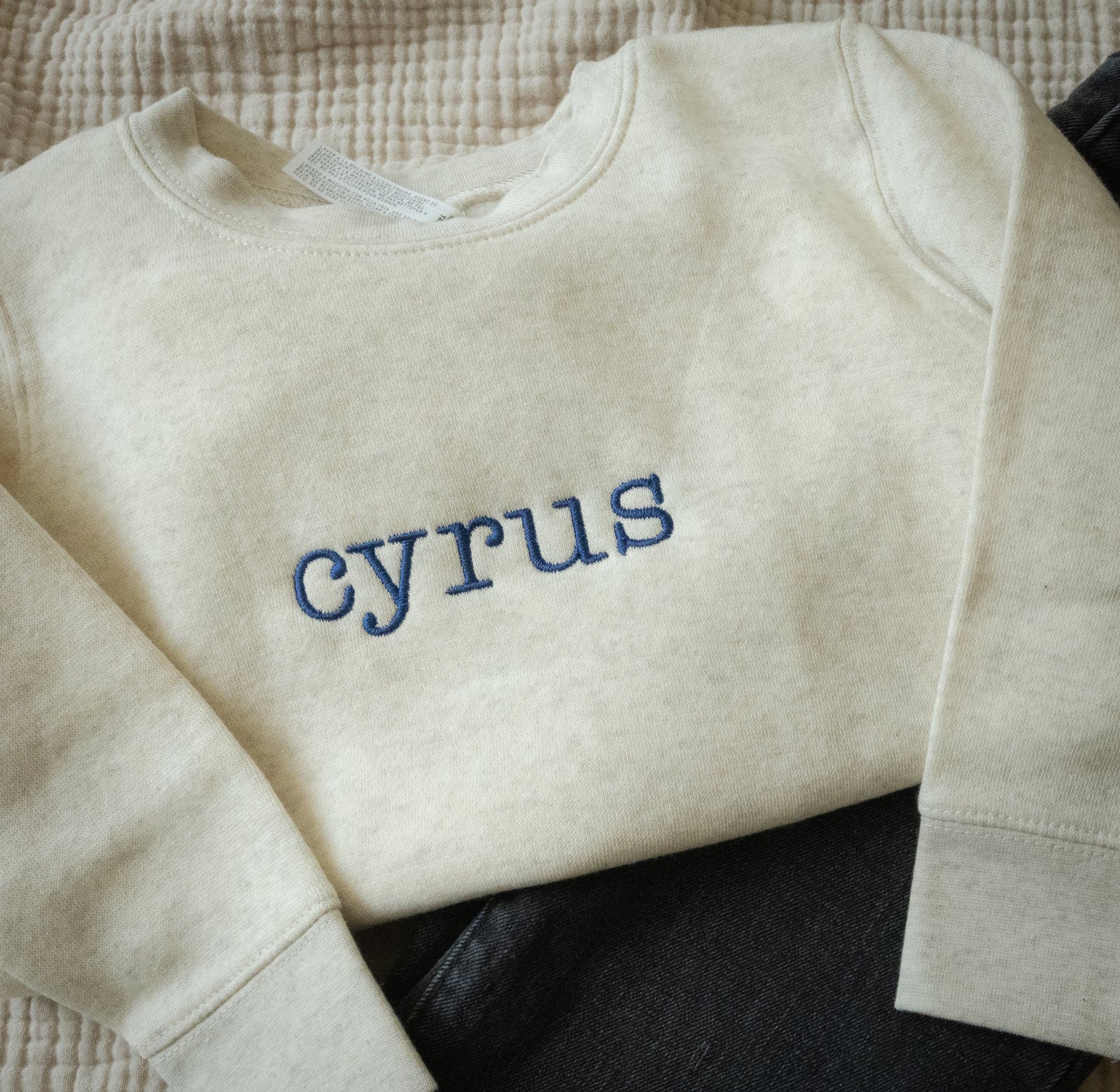 Minimal Embroidered Personalized Name Crew