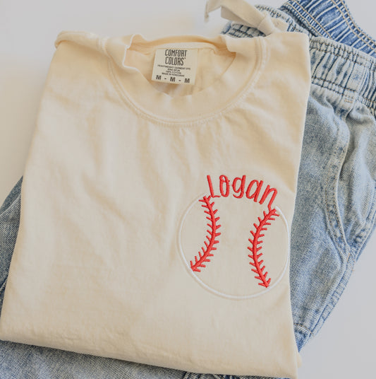 Personalized Baseball Name Shirt - Custom Kids Name Baseball Tee -  Embroidered Name Shirt