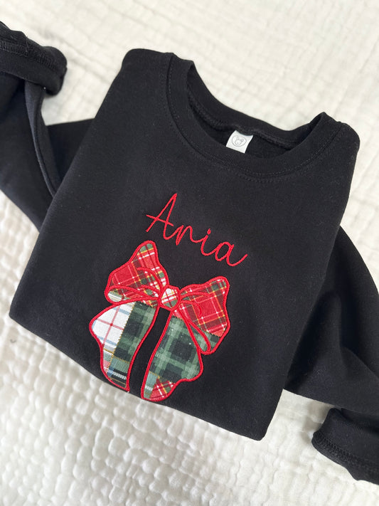 Toddler Applique Bow Monogrammed Crewneck