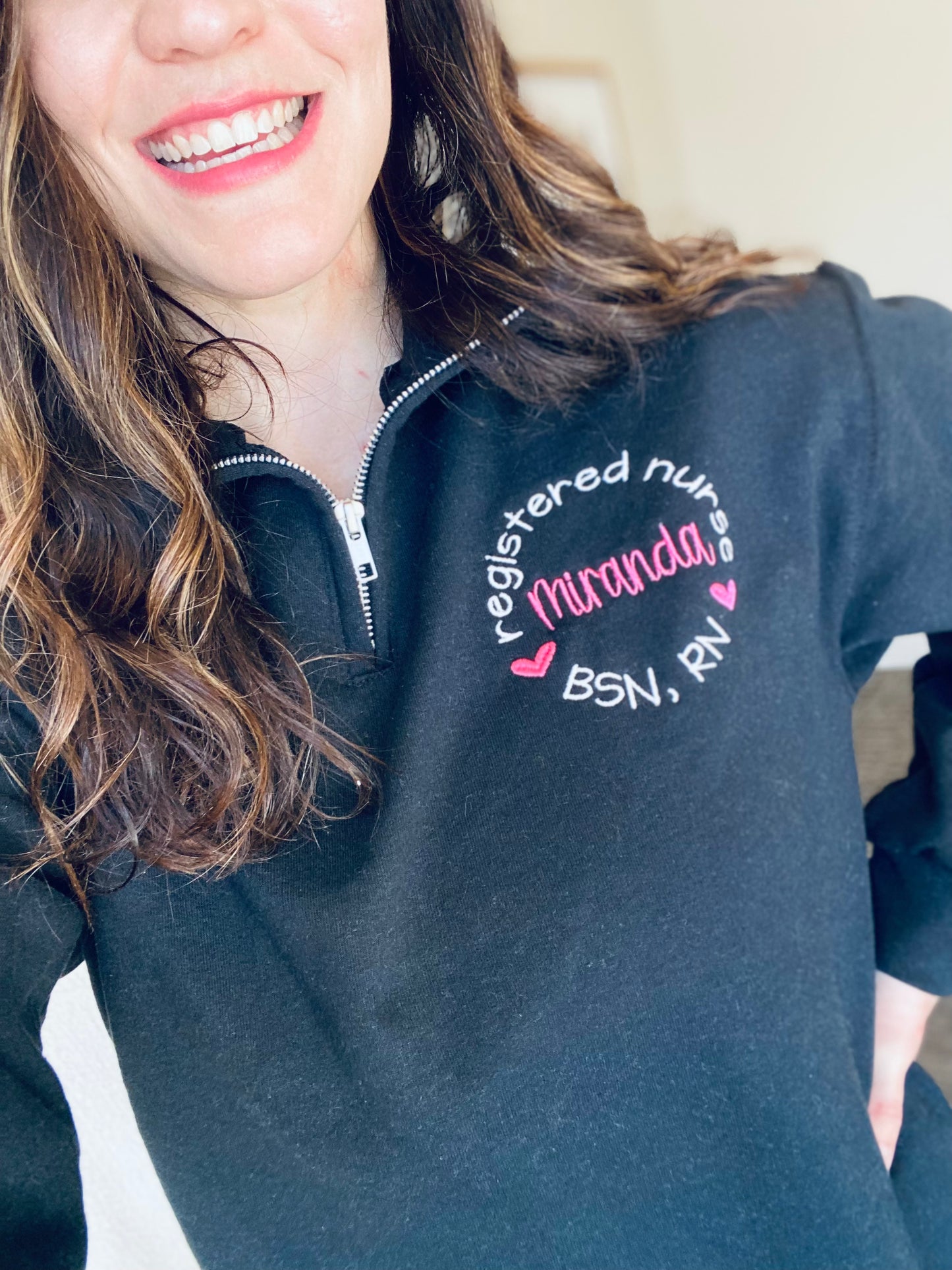 Personalized Nurse Embroidered Quarter Zip