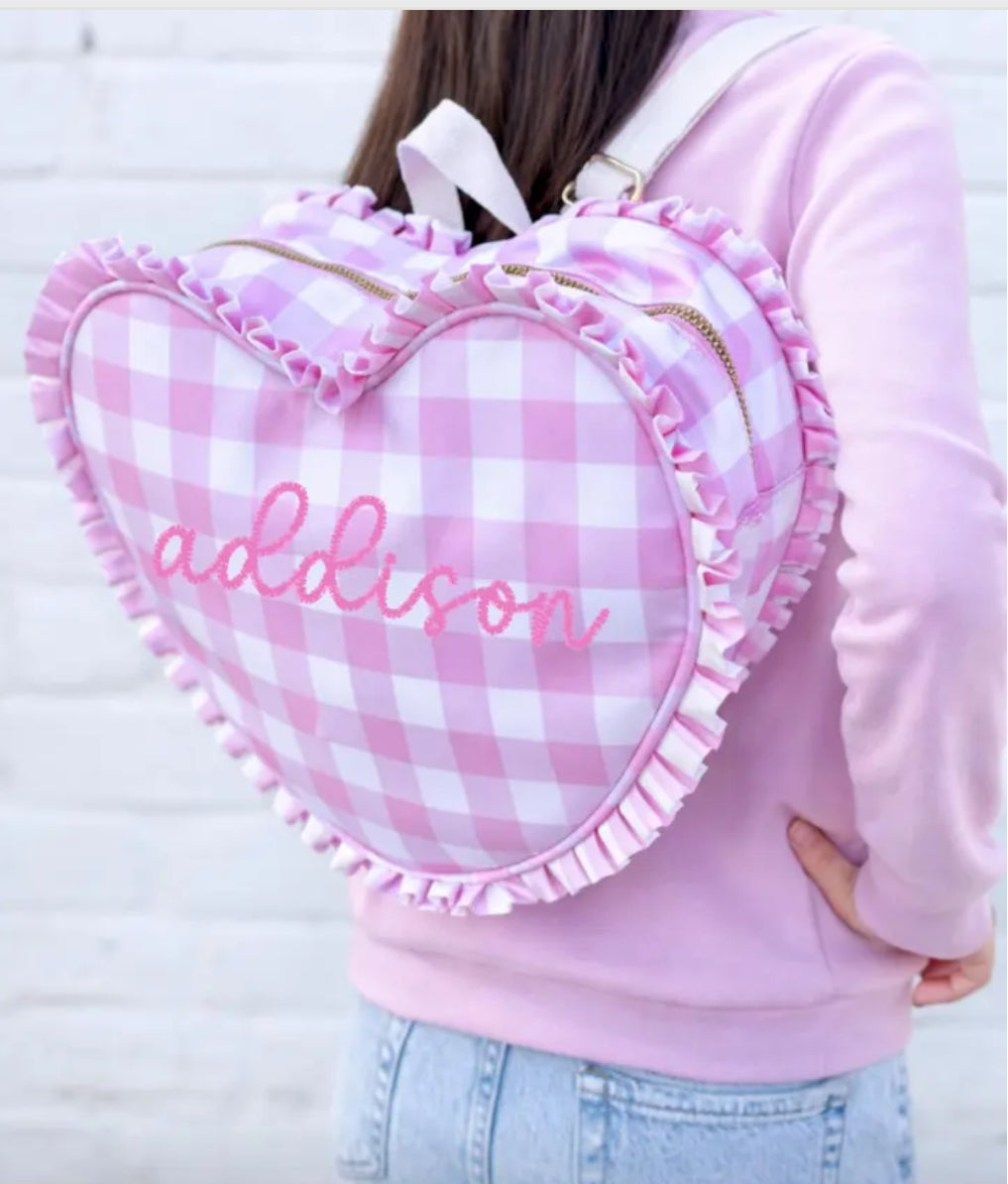 Personalized Embroidered Gingham Backpack