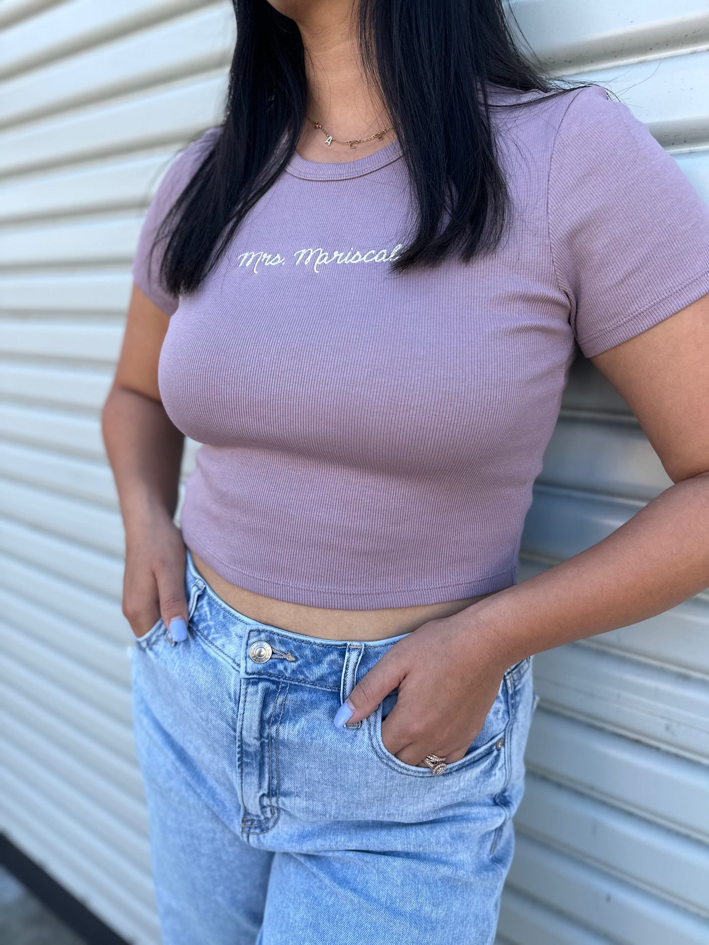 Personalized Embroidered Short Sleeve Ribbed Tee