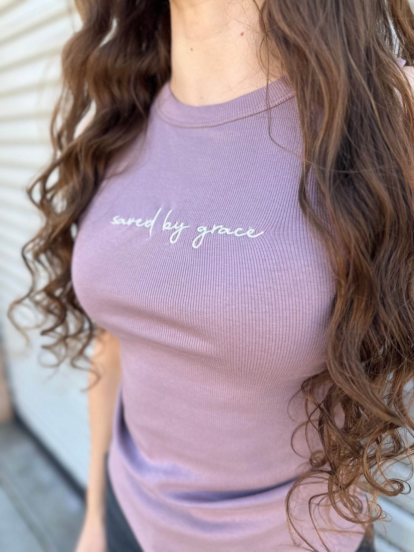 Personalized Embroidered Ribbed Long Crop Tank