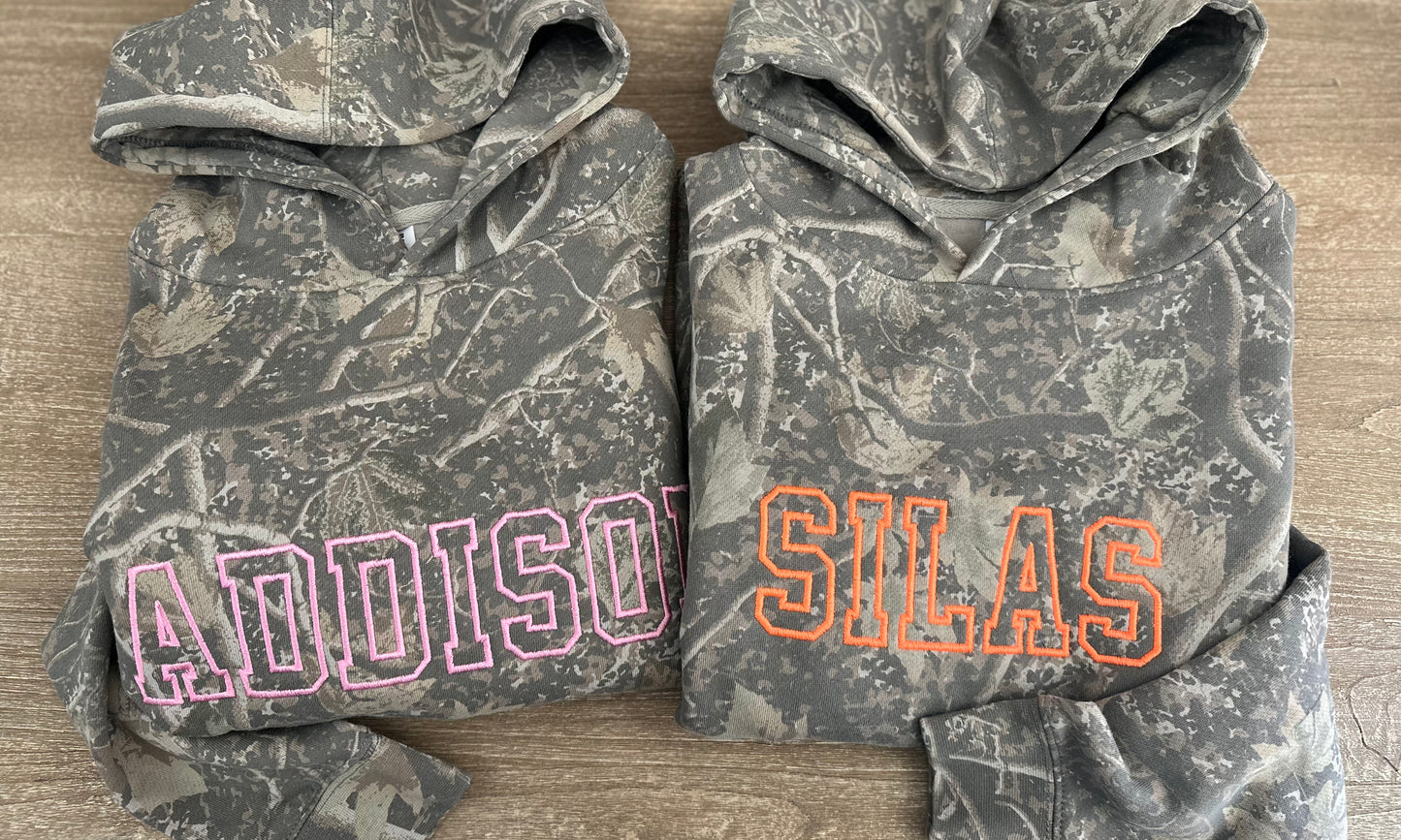 Kids Personalized Deadwood Camo Hooded Sweatshirt