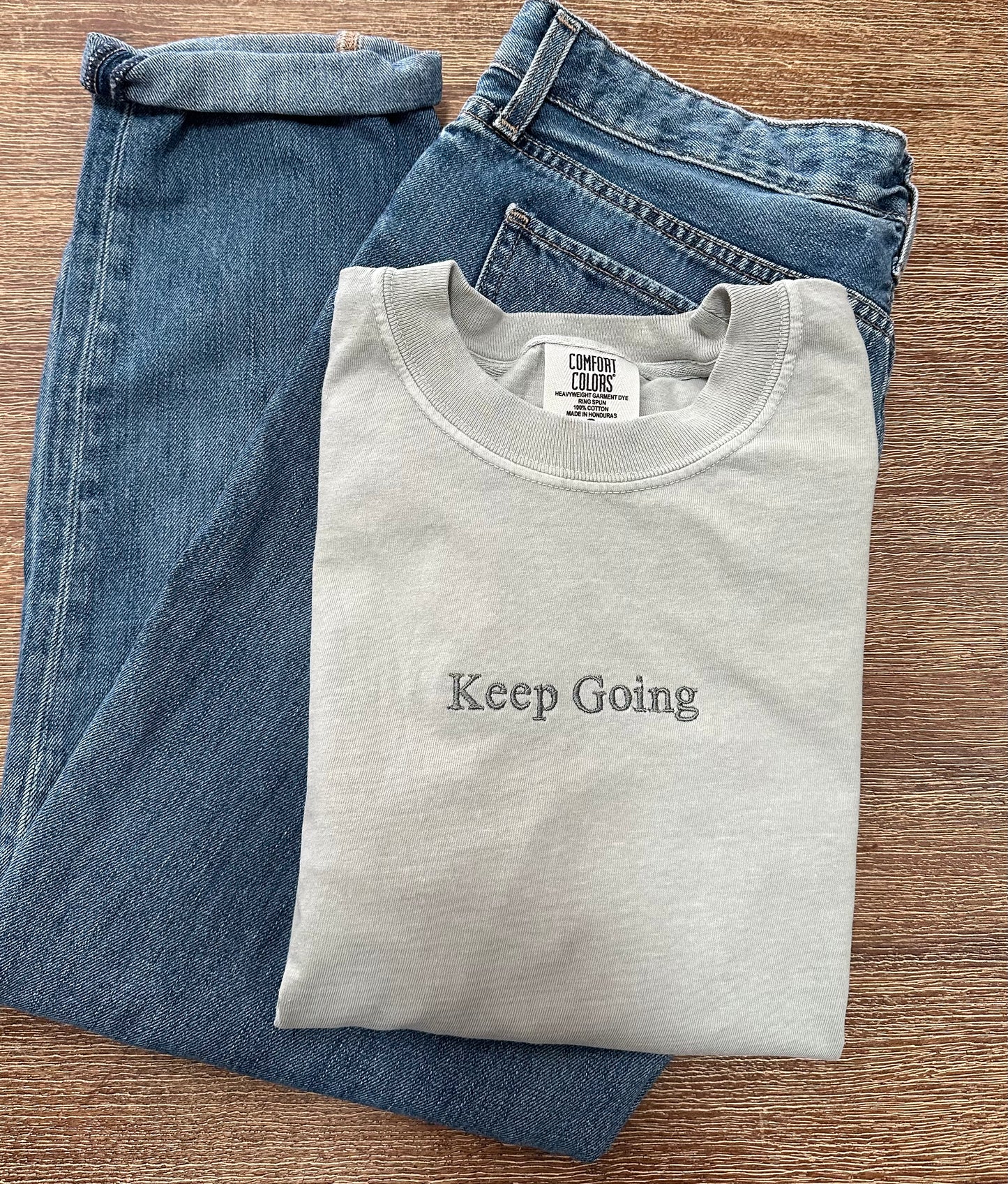Keep Going Comfort Colors Embroidered Tee